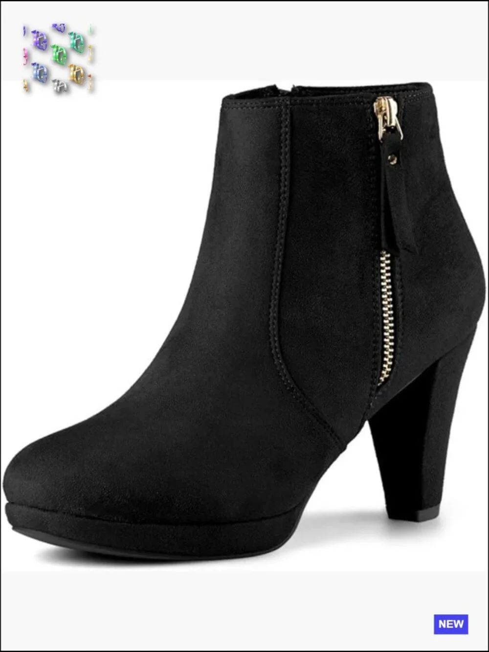 Chunky Heel Platform Ankle Boots Round Toe Side Zipper Padded Insole Party